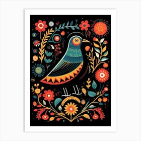 Folk Bird Illustration Crow 5 Art Print