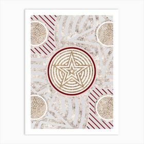 Geometric Abstract Glyph in Festive Gold Silver and Red n.0088 Art Print