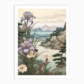 Ayame Japanese Iris 3 Japanese Botanical Illustration Art Print