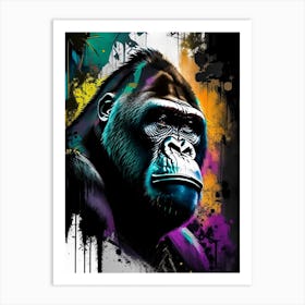 Gorilla With Graffiti Background Gorillas Graffiti Style 1 Art Print