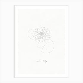 Water Lily Line Drawing Art Print