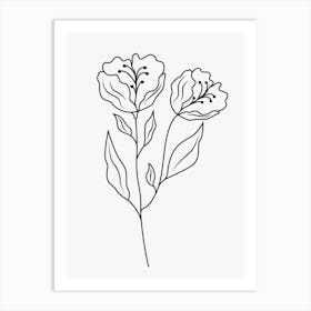 Line Drawing Of Flowers 2 Art Print