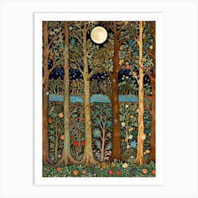 William Morris Moonlight In The Woods 27 Art Print