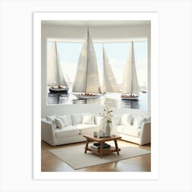 Sailboats In The Harbor Art Print