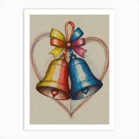 Bells In A Heart Art Print