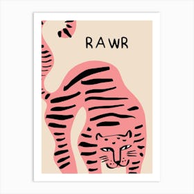 Rawr Pink Tiger Beige  Art Print