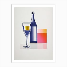 Champagne Picasso 2 Line Drawing Cocktail Poster Art Print