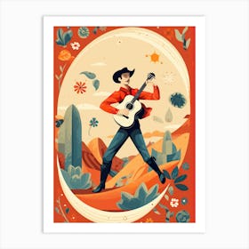 Cowboy With Guitar Art Print