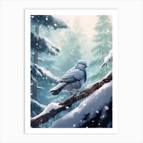 Pidgeon In The Snow 3 Art Print
