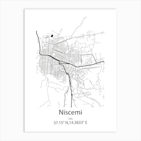 Niscemi,Italy Minimalist Map Art Print