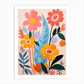 Matisse Style Chromatic Symphony; Floral Harmony Art Print