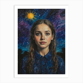 Girl In The Night Sky Art Print