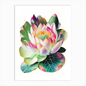 Amur Lotus Decoupage 3 Art Print