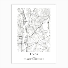 Ebina,Japan Minimalist Map Affiche