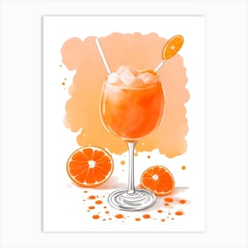 Aperol With Ice And Orange Watercolor Vertical Composition 47 Art Print