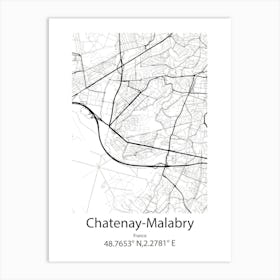 Chatenay Malabry,France Minimalist Map Art Print