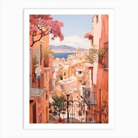 Tenerife Spain 1 Vintage Pink Travel Illustration Art Print