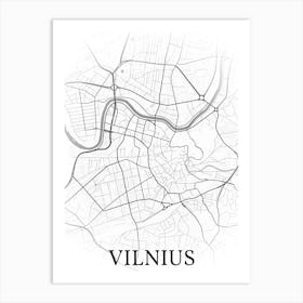 Vilnius, Lithuania, City Map, Black And White Fade Design Poster