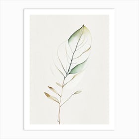 Vanilla Leaf Minimalist Watercolour 1 Art Print