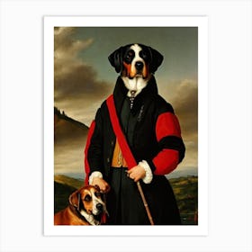 Greater Swiss Mountain Dog Renaissance Portrait Oil Painting Art Print