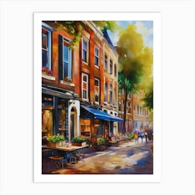 The city of Amsterdam,Netherlands, streets, cafes, passing by, the beauty of summer, oil colors.23 Art Print