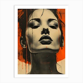 Woman In Black And Orange Art Print