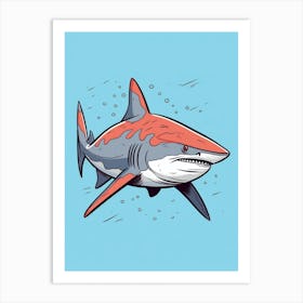 A Bull Shark In A Vintage Cartoon Style 3 Art Print