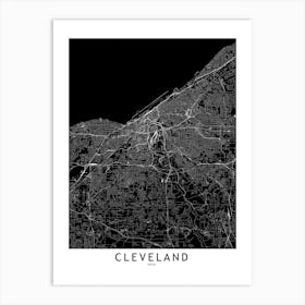 Cleveland Black And White Map Art Print