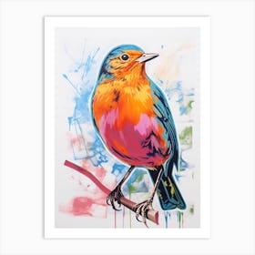 Colourful Bird Painting Robin 1 Art Print