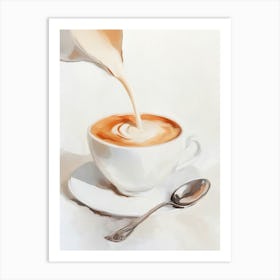 Serene Morning Coffee Moment Watercolor Painting Art Print