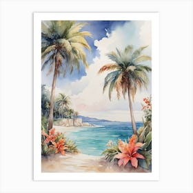 Palm Trees On The Beach Art Print