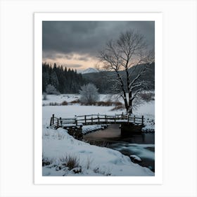 Bridge In The Snow Art Print