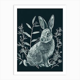 Silver Marten Rabbit Minimalist Illustration 3 Art Print