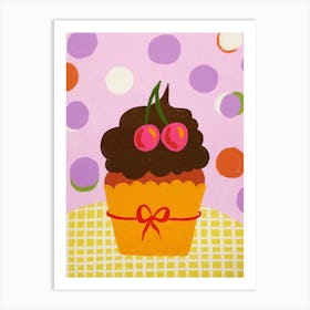Cupcake With Cherries Art Print