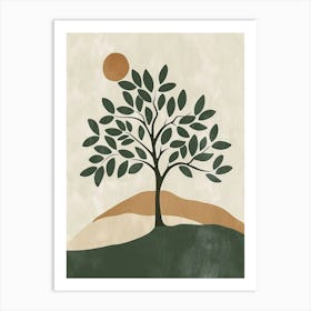 Banyan Tree Minimal Japandi Illustration 4 Art Print