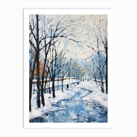 Winter City Park Painting Parc Jean Drapeau Montreal Canada 3 Art Print