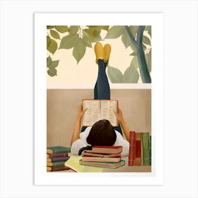 Girl Reading A Book 3 Art Print