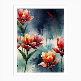 Watercolor Tulips Art Print