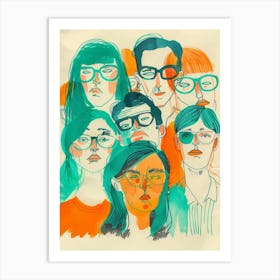 Group Of People With Glasses 1 Art Print