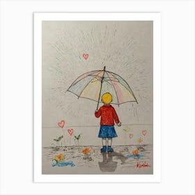 Little Girl With Umbrella Art Print