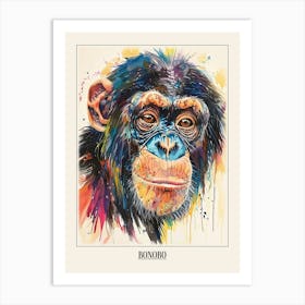 Bonobo Colourful Watercolour 4 Poster Art Print