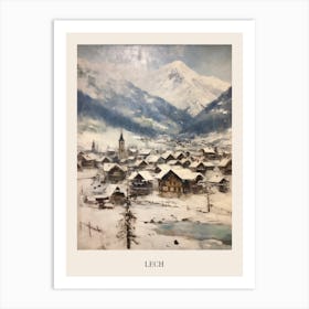 Vintage Winter Painting Poster Lech Austria 2 Art Print