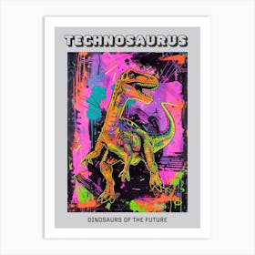 Cyber Futuristic Dinosaur Illustration 3 Poster Art Print