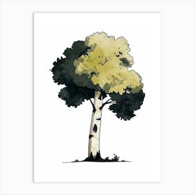 Birch Tree Pixel Illustration 4 Art Print