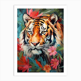 Tiger Art In Collage Art Style 3 Art Print