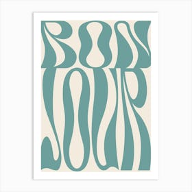 Retro Bonjour - Blue Art Print