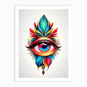 Wisdom, Symbol, Third Eye Tattoo 1 Art Print