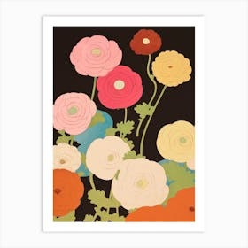 Ranunculus Flower Big Bold Illustration 1 Art Print