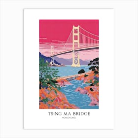 Tsing Ma Bridge, Hong Kong, Colourful 1 Art Print