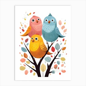 Three Birds In A Tree Art Print